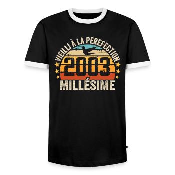 Jahrgang 2003 Retro Geburtstagsgeschenk 2003 - Männer Kontrast-T-Shirt - Schwarz/Weiß - Vorne - AI Model Female 172 light (172cm) & AI Model Male 178 light (178cm)