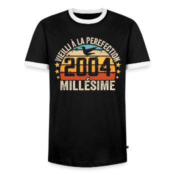 Jahrgang 2004 Retro Geburtstagsgeschenk 2004 - Männer Kontrast-T-Shirt - Schwarz/Weiß - Vorne - AI Model Female 172 light (172cm) & AI Model Male 178 light (178cm)