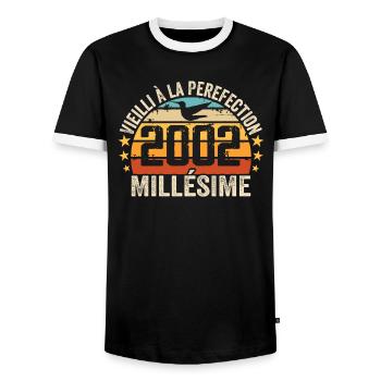 Jahrgang 2002 Retro Geburtstagsgeschenk 2002 - Männer Kontrast-T-Shirt - Schwarz/Weiß - Vorne - AI Model Female 172 light (172cm) & AI Model Male 178 light (178cm)