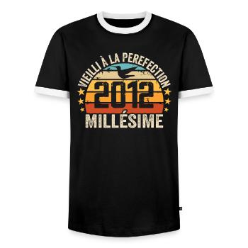 Jahrgang 2012 Retro Geburtstagsgeschenk 2012 - Männer Kontrast-T-Shirt - Schwarz/Weiß - Vorne - AI Model Female 172 light (172cm) & AI Model Male 178 light (178cm)