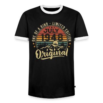 Juli 1948 Original 1948 Juli 1948 Geschenk - Männer Kontrast-T-Shirt - Schwarz/Weiß - Vorne - AI Model Female 172 light (172cm) & AI Model Male 178 light (178cm)