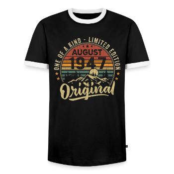Août 1947 Cadeau Anniversaire 1947 Légendes Août - T-shirt contrasté Homme - noir/blanc - Devant - AI Model Female 172 light (172cm) & AI Model Male 178 light (178cm)