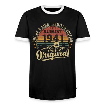 Août 1941 Cadeau Anniversaire 1941 Légendes Août - T-shirt contrasté Homme - noir/blanc - Devant - AI Model Female 172 light (172cm) & AI Model Male 178 light (178cm)