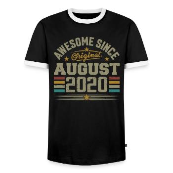 August 2020 Geburtstag August 2020 August 2020 Retro - Männer Kontrast-T-Shirt - Schwarz/Weiß - Vorne - AI Model Female 172 light (172cm) & AI Model Male 178 light (178cm)