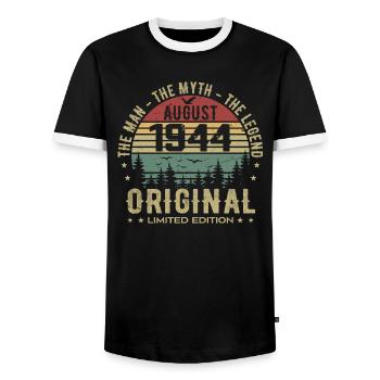 Légende Depuis Août 1944 Cadeau Anniversaire 1944 - T-shirt contrasté Homme - noir/blanc - Devant - AI Model Female 172 light (172cm) & AI Model Male 178 light (178cm)