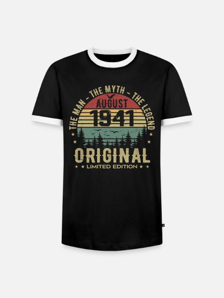 Legend Since August 1941 Birthday Gift 1941 - Men's Ringer Shirt - black/white