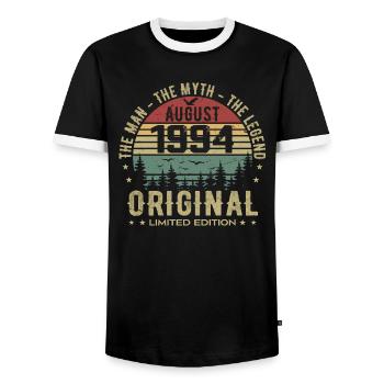 Légende Depuis Août 1994 Cadeau Anniversaire 1994 - T-shirt contrasté Homme - noir/blanc - Devant - AI Model Female 172 light (172cm) & AI Model Male 178 light (178cm)