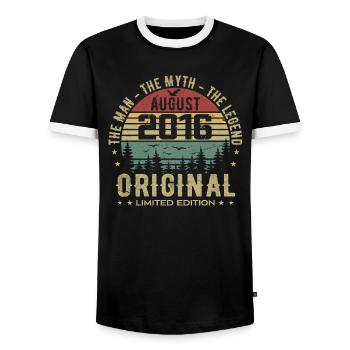 Légende Depuis Août 2016 Cadeau Anniversaire 2016 - T-shirt contrasté Homme - noir/blanc - Devant - AI Model Female 172 light (172cm) & AI Model Male 178 light (178cm)