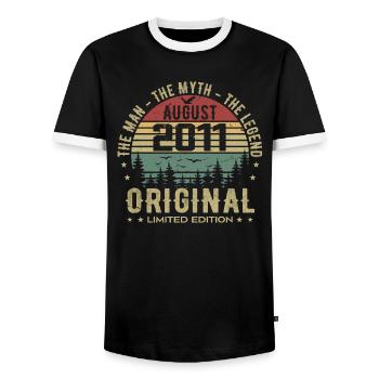 Légende Depuis Août 2011 Cadeau Anniversaire 2011 - T-shirt contrasté Homme - noir/blanc - Devant - AI Model Female 172 light (172cm) & AI Model Male 178 light (178cm)