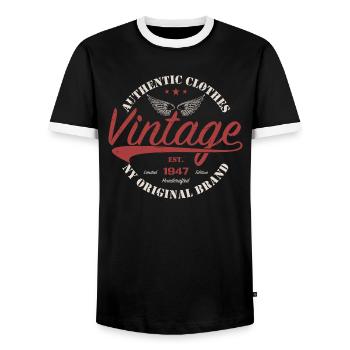 Vintage 1947 Cadeau D'anniversaire 1947 Rétro 1947 - T-shirt contrasté Homme - noir/blanc - Devant - AI Model Female 172 light (172cm) & AI Model Male 178 light (178cm)