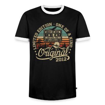 Jahrgang 2012 Geburtstagsgeschenk 2012 Retro 2012 - Männer Kontrast-T-Shirt - Schwarz/Weiß - Vorne - AI Model Female 172 light (172cm) & AI Model Male 178 light (178cm)