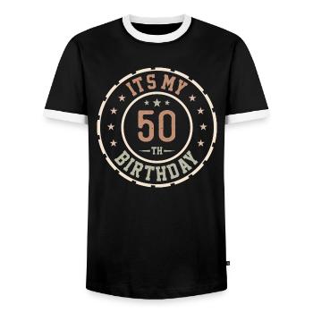 C'est Mon 50e Anniversaire Cadeau 50 Ans - T-shirt contrasté Homme - noir/blanc - Devant - AI Model Female 172 light (172cm) & AI Model Male 178 light (178cm)