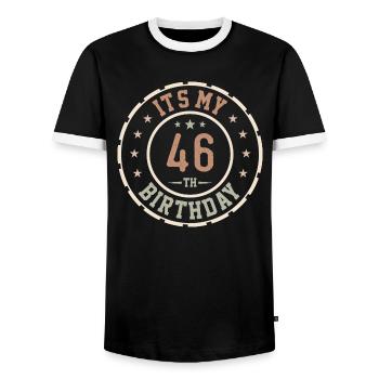 Es ist mein 46. Geburtstag 46 Jahre altes Geschenk - Männer Kontrast-T-Shirt - Schwarz/Weiß - Vorne - AI Model Female 172 light (172cm) & AI Model Male 178 light (178cm)