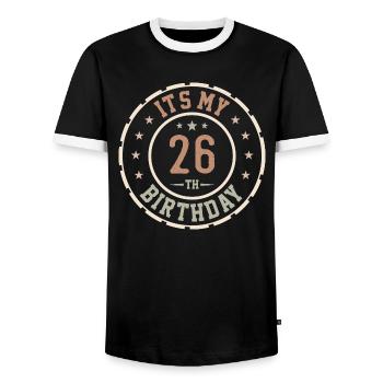 C'est Mon 26e Anniversaire Cadeau 26 Ans - T-shirt contrasté Homme - noir/blanc - Devant - AI Model Female 172 light (172cm) & AI Model Male 178 light (178cm)