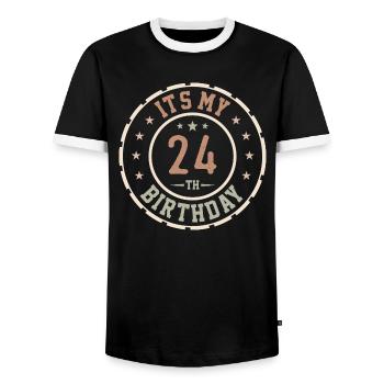 Es ist mein Geschenk zum 24. Geburtstag 24 Jahre - Männer Kontrast-T-Shirt - Schwarz/Weiß - Vorne - AI Model Female 172 light (172cm) & AI Model Male 178 light (178cm)