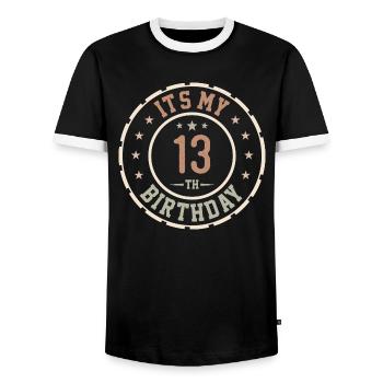 Es ist mein Geschenk zum 13. Geburtstag 13 Jahre - Männer Kontrast-T-Shirt - Schwarz/Weiß - Vorne - AI Model Female 172 light (172cm) & AI Model Male 178 light (178cm)