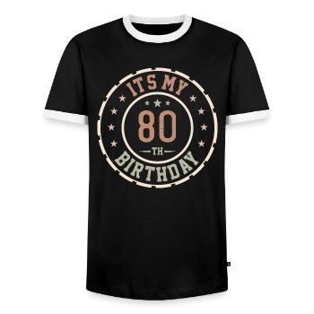 C'est Mon 80e Anniversaire Cadeau 80 Ans - T-shirt contrasté Homme - noir/blanc - Devant - AI Model Female 172 light (172cm) & AI Model Male 178 light (178cm)