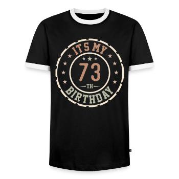 Es ist mein 73. Geburtstagsgeschenk 73 Jahre - Männer Kontrast-T-Shirt - Schwarz/Weiß - Vorne - AI Model Female 172 light (172cm) & AI Model Male 178 light (178cm)