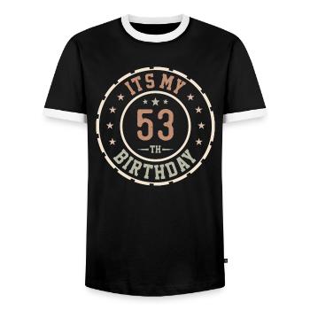 Es ist mein 53. Geburtstag 53 Jahre altes Geschenk - Männer Kontrast-T-Shirt - Schwarz/Weiß - Vorne - AI Model Female 172 light (172cm) & AI Model Male 178 light (178cm)