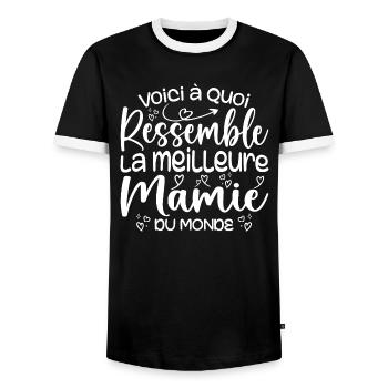 Cadeau Meilleure Mamie du Monde Cadeau Super Mamie - T-shirt contrasté Homme - noir/blanc - Devant - AI Model Female 172 light (172cm) & AI Model Male 178 light (178cm)