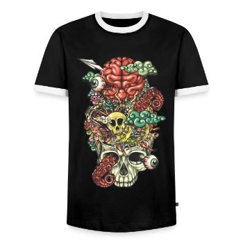 Brain Doodle - Men's Ringer Shirt - black/white - Front - AI Model Female 172 light (172cm) & AI Model Male 178 light (178cm)