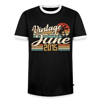 Juin 2015 anniversaire 2015 Retro 2015 Juin 2015 - T-shirt contrasté Homme - noir/blanc - Devant - AI Model Female 172 light (172cm) & AI Model Male 178 light (178cm)