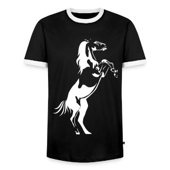 ÉTALON CHEVAUX MARES JUMENTS ÉTALONS MOTIF - T-shirt contrasté Homme - noir/blanc - Devant - AI Model Female 172 light (172cm) & AI Model Male 178 light (178cm)