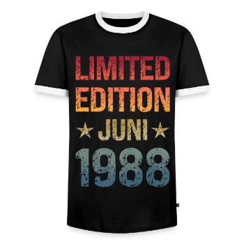 Édition limitée fête d’anniversaire Vintage 1988 - T-shirt contrasté Homme - noir/blanc - Devant - AI Model Female 172 light (172cm) & AI Model Male 178 light (178cm)