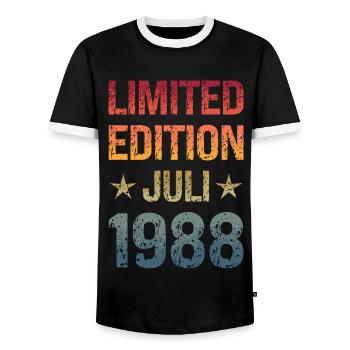 Édition limitée fête d’anniversaire Vintage 1988 - T-shirt contrasté Homme - noir/blanc - Devant - AI Model Female 172 light (172cm) & AI Model Male 178 light (178cm)