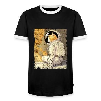 Katze Astronaut Kater Weltall Spacecat - Männer Kontrast-T-Shirt - Schwarz/Weiß - Vorne - AI Model Female 172 light (172cm) & AI Model Male 178 light (178cm)