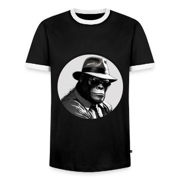 Affe Gangster - Männer Kontrast-T-Shirt - Schwarz/Weiß - Vorne - AI Model Female 172 light (172cm) & AI Model Male 178 light (178cm)