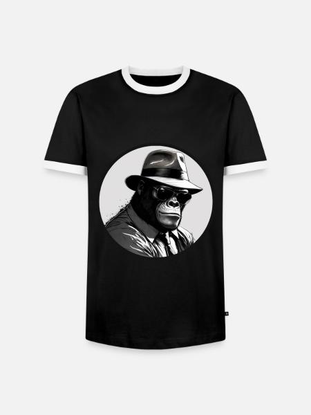 Monkey Gangster - Men's Ringer Shirt - black/white