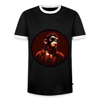Affe Gangsterboss - Männer Kontrast-T-Shirt - Schwarz/Weiß - Vorne - AI Model Female 172 light (172cm) & AI Model Male 178 light (178cm)