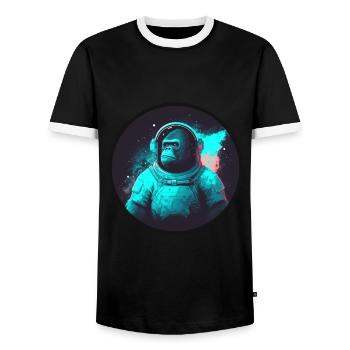 Singe en combinaison spatiale - T-shirt contrasté Homme - noir/blanc - Devant - AI Model Female 172 light (172cm) & AI Model Male 178 light (178cm)