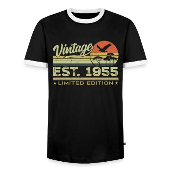 Vintage 1955 Génial Depuis 1955 Cadeau 1955 Rétro - T-shirt contrasté Homme - noir/blanc - Devant - AI Model Female 172 light (172cm) & AI Model Male 178 light (178cm)