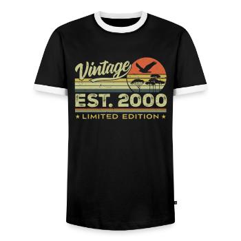 Vintage 2000 Fantastisch seit 2000 Geschenk 2000 Retro - Männer Kontrast-T-Shirt - Schwarz/Weiß - Vorne - AI Model Female 172 light (172cm) & AI Model Male 178 light (178cm)