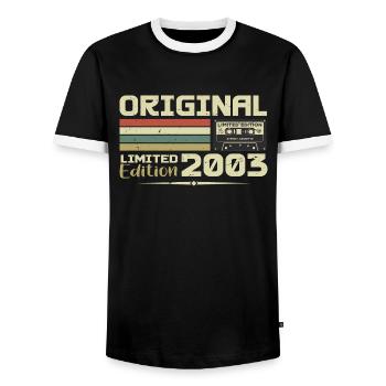Retro 2003 Birthday Gift Born In 2003 Original - Men's Ringer Shirt - black/white - Front - AI Model Female 172 light (172cm) & AI Model Male 178 light (178cm)