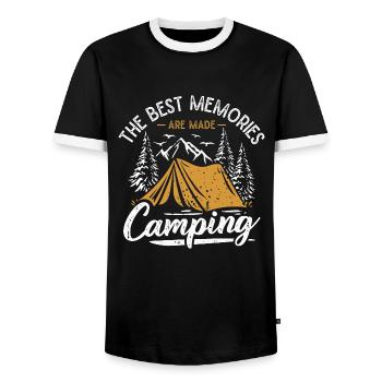 Camping Memories Camping Mountains Hiking Camper - Men's Ringer Shirt - black/white - Front - AI Model Female 172 light (172cm) & AI Model Male 178 light (178cm)
