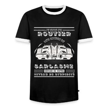 Les meilleurs cadeaux pour les chauffeurs routiers - T-shirt contrasté Homme - noir/blanc - Devant - AI Model Female 172 light (172cm) & AI Model Male 178 light (178cm)