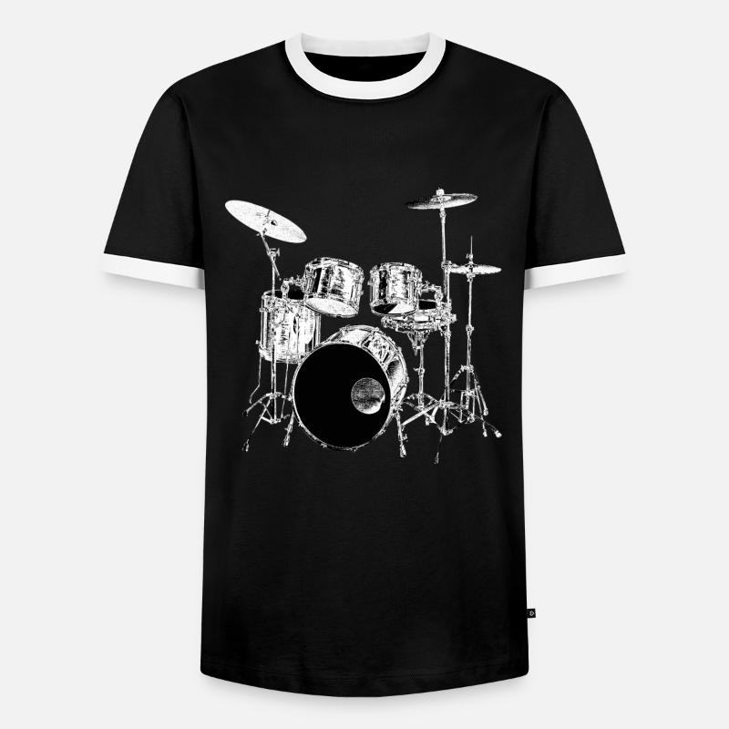 Drums silver - Men's Ringer Shirt - black/white
