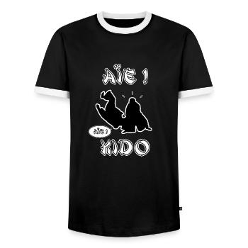 OUI! KIDO - Wörter der Wörter - FRANCOIS VILLE - Männer Kontrast-T-Shirt - Schwarz/Weiß - Vorne - AI Model Female 172 light (172cm) & AI Model Male 178 light (178cm)