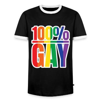 Zertifiziert Gay - Männer Kontrast-T-Shirt - Schwarz/Weiß - Vorne - AI Model Female 172 light (172cm) & AI Model Male 178 light (178cm)