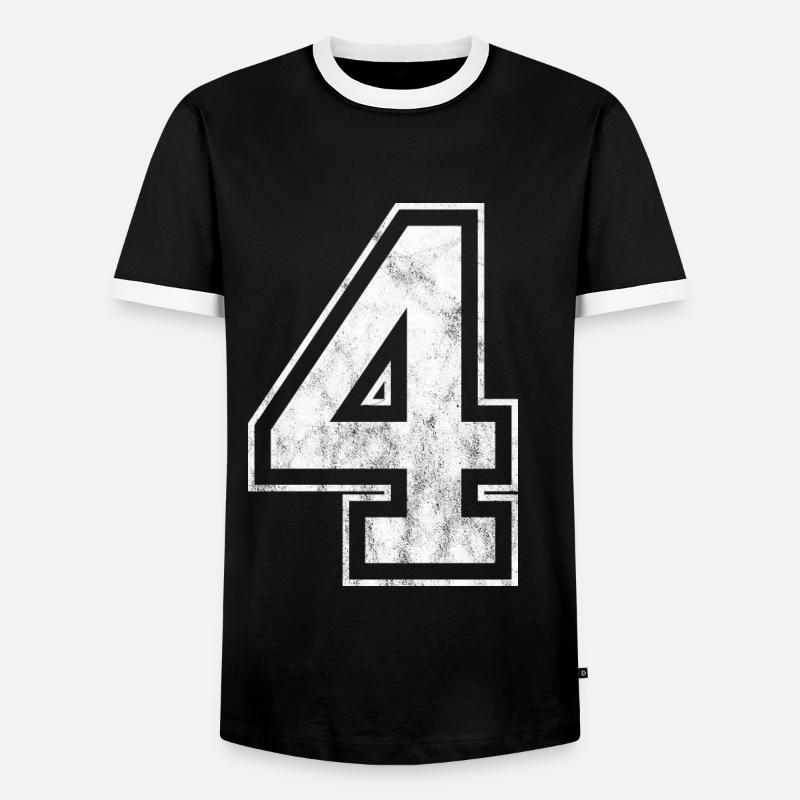 Nummer 4 - Männer Kontrast-T-Shirt - Schwarz/Weiß