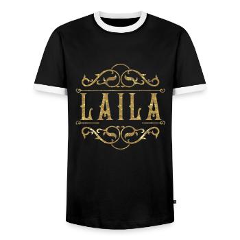 Laila gold - Männer Kontrast-T-Shirt - Schwarz/Weiß - Vorne - AI Model Female 172 light (172cm) & AI Model Male 178 light (178cm)