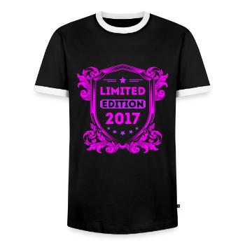 2017 - Men's Ringer Shirt - black/white - Front - AI Model Female 172 light (172cm) & AI Model Male 178 light (178cm)
