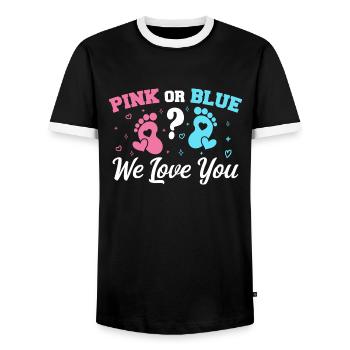 Pink Or Blue We Love You - Gender Reveal - T-shirt contrasté Homme - noir/blanc - Devant - AI Model Female 172 light (172cm) & AI Model Male 178 light (178cm)