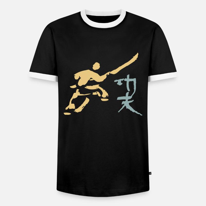 Kungfu - Shaolin Mönch mit Hellbarde - Männer Kontrast-T-Shirt - Schwarz/Weiß