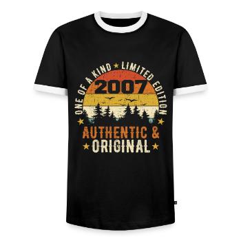 Original 2007 Cadeau D'anniversaire 2007 Authentic - T-shirt contrasté Homme - noir/blanc - Devant - AI Model Female 172 light (172cm) & AI Model Male 178 light (178cm)