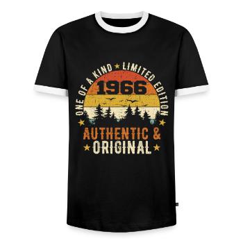 Original 1966 Cadeau D'anniversaire 1966 Authentic - T-shirt contrasté Homme - noir/blanc - Devant - AI Model Female 172 light (172cm) & AI Model Male 178 light (178cm)