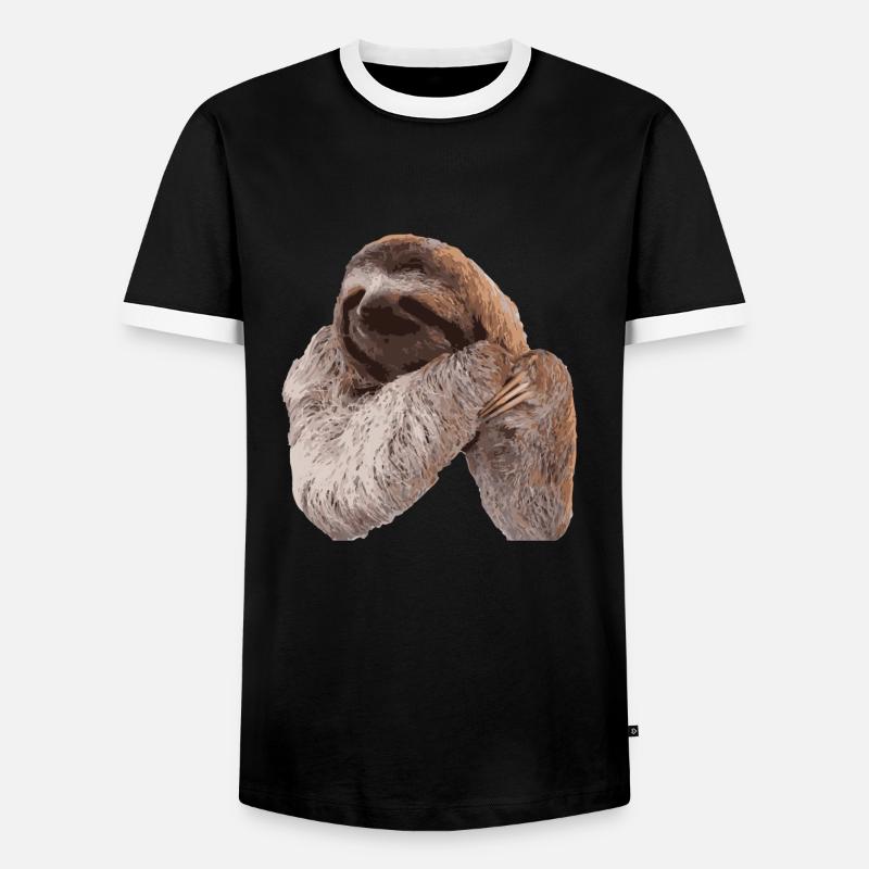 Faultier / Sloth - Männer Kontrast-T-Shirt - Schwarz/Weiß